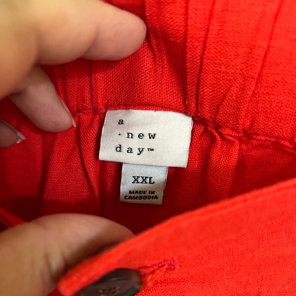 A New Day Red Linen A-line Skirt - Picture 6 of 6